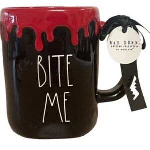 NWT Rae Dunn Bite Me Red White Coffee Mug Cup Halloween